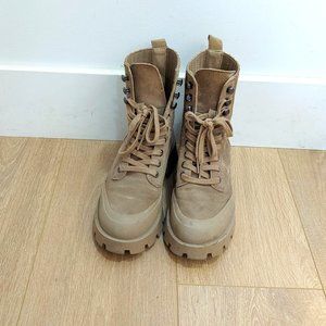 Zara Suede Camel Combat Boot